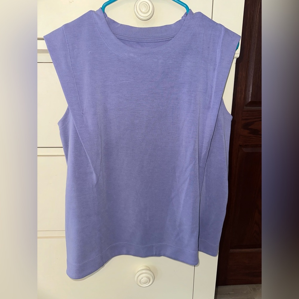 Athletic size, small, velvety, purple blouse.